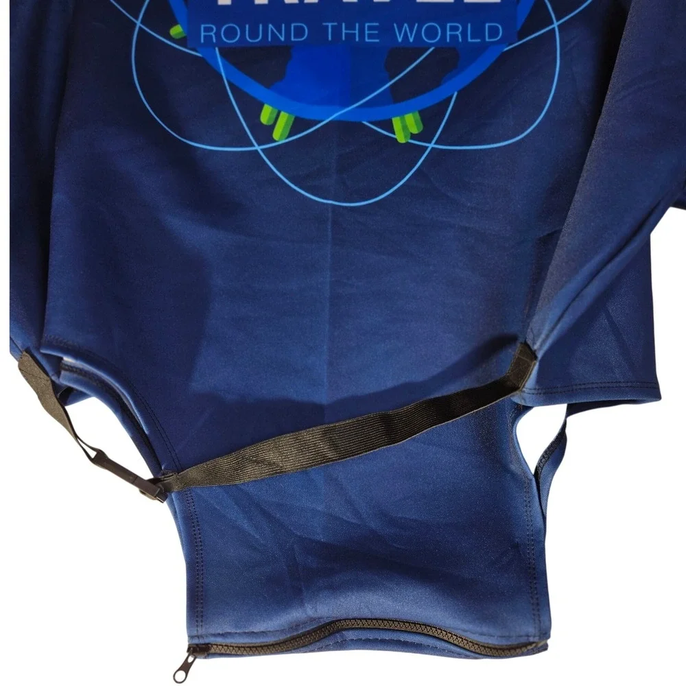 Travel Round The World Luggage Cover Navy Blue Global Landmark Graphic Protector